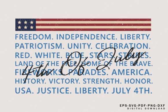 4th of July Words SVG: Graphics for T-Shirt Designs