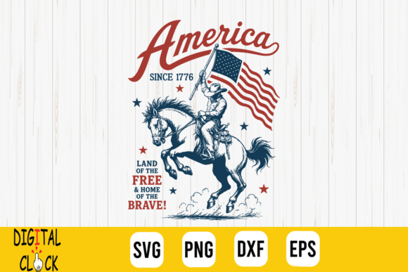 America Since 1776 Patriotic Cowboy Ride Graphics for T-Shirt Designs