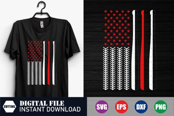 American Baseball Flag Graphics for T-Shirt Designs