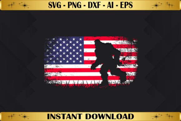 American Flag Bigfoot Design: Bold Graphics for T-Shirt Designs