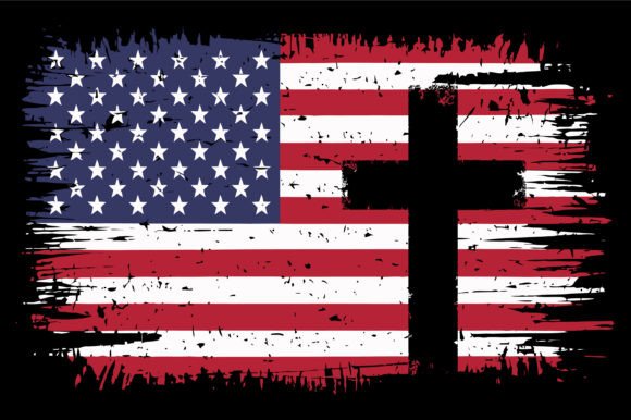 Distressed American Flag Cross SVG: Graphics for T-Shirt Designs
