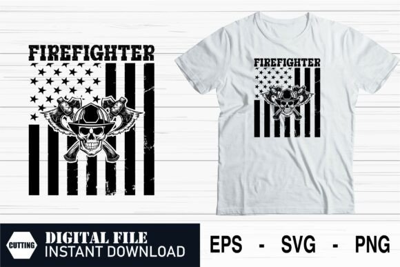 Firefighter USA Flag Retro Vector: Graphics for T-Shirt Designs