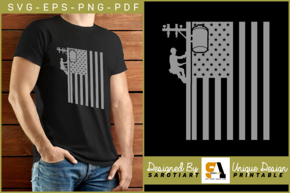 Lineman USA Flag Vector for Crafts & Graphics