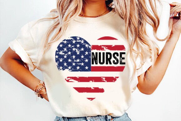 Nurse Flag Heart: Graphics for T-Shirt Designs