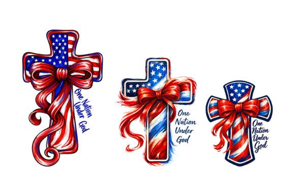 Patriotic American Flag Cross Art: Graphics for T-Shirt Designs