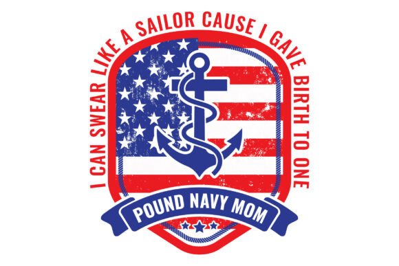 Proud Navy Mom Anchor USA Flag Shirts: Graphics & T-Shirt Designs