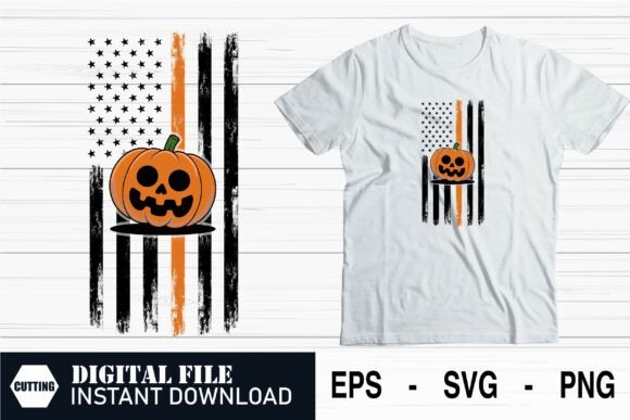 Pumpkin Head US Flag: Graphics & T-Shirt Designs