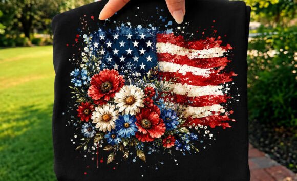 Review: Floral America Flag Bow Tishirt Png for Embroidery