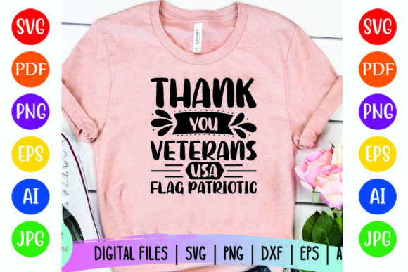 Thank You Veterans USA Flag Patriotic Graphics for T-Shirt Designs