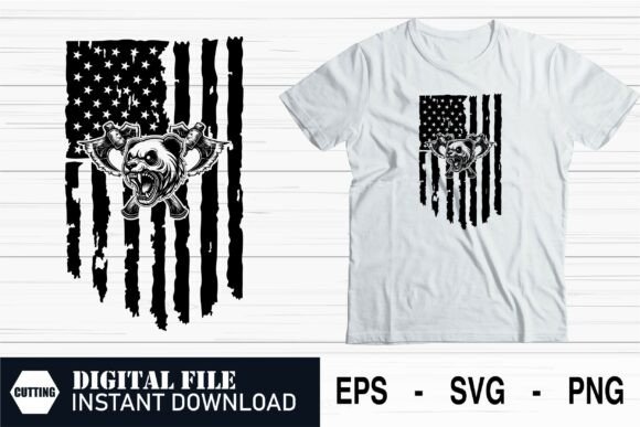 USA Flag Bear Head: Graphics for T-Shirt Designs