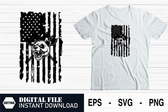 USA Flag Bear Mascot: Graphics for T-Shirt Designs