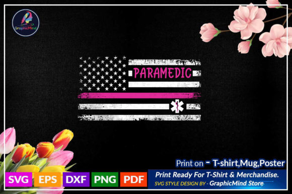 USA Flag Paramedic Nursing Graphics for Crafts