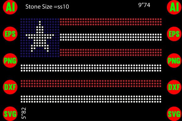 USA Flag Rhinestone Graphics for T-Shirt Designs