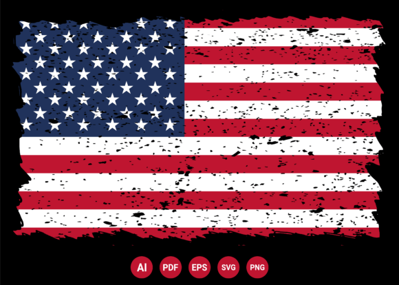 Vintage Distressed American Flag Vector for Graphics & T-Shirt Designs
